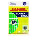 Etiquetas Adhesivas Janel Econopack Fluorescente 13x38mm Color Verde Sobre C/400