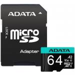Memoria MicroSD Adata Premier Pro 64GB SDXC UHS-I U3 V30 Clase 10 A2 Con Adaptador AUSDX64GUI3V30SA2-RA1