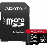 Memoria MicroSD Adata High Endurance 64GB SDXC UHS-I U3 V30 Clase 10 A2 Con Adaptador AUSDX64GUI3V30SHA2-RA1