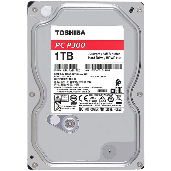 Perforación Cargado Exitoso Disco Duro 3.5 Toshiba P300 1TB 7200RPM SATA 3 64MB HDWD110UZSVA |  XtremeTecPc.com